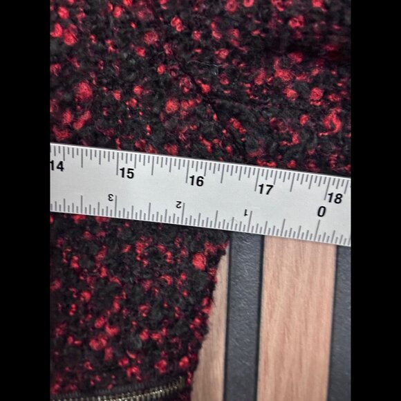 New Banana Republic Jacket 2 / XS Women Black Red Tweed Moto Biker Full Zip Wool - Picture 3 of 9